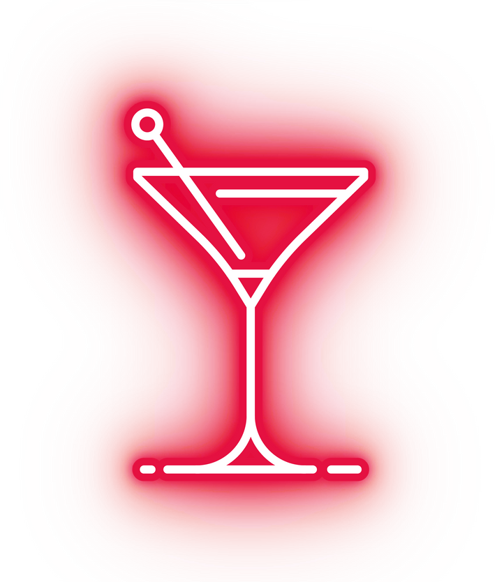 Neon red martini icon
